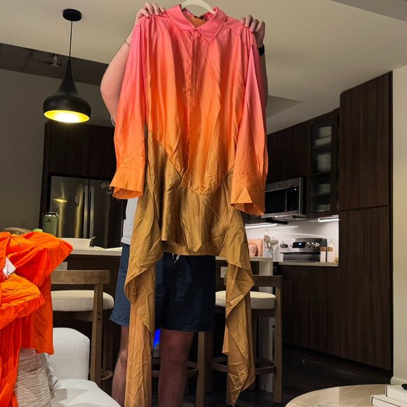 Bardot: x REVOLVE Malira Ombre Shirt Dress Size Medium - Picture 4 of 5